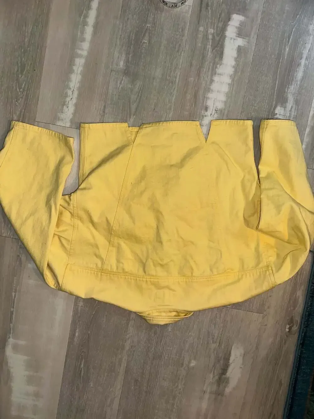 Lizwear Vintage 80s Yellow Denim Cropped Jacket with Gold Studs